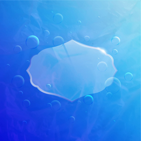 Blue Underwater Background with Bubbles and Labelのイラスト素材