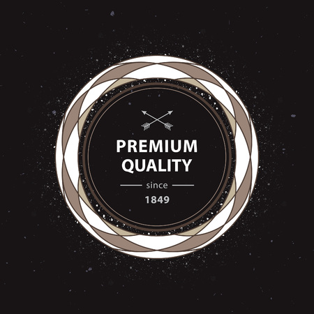Premium quality label. Vector circle frame on dark backgroundのイラスト素材