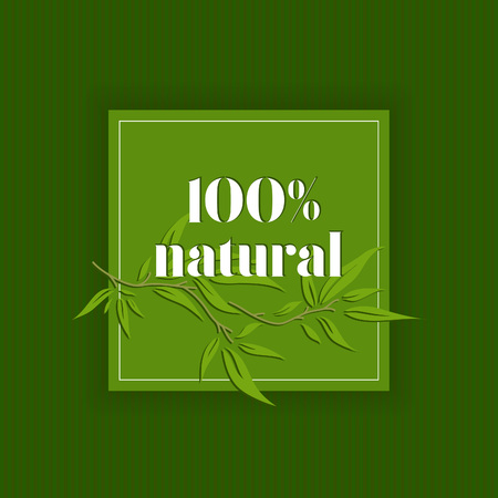 Eco label concept. Green frame with leaves vector illustrationのイラスト素材