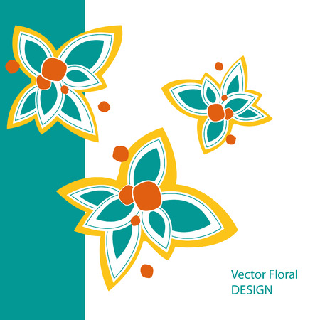 Floral background with abstract colorful minimalistic plantsのイラスト素材