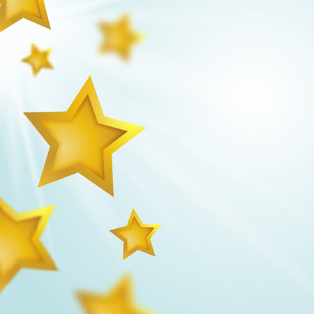 Golden stars in the sunshine illustration. Vector background for your card or banner design.のイラスト素材