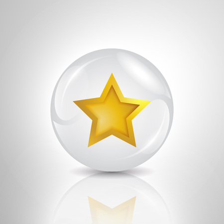 Glod star in transparent bubble. Vector illustration.のイラスト素材