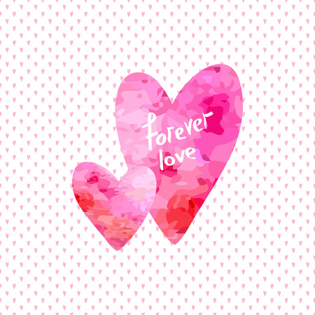 Two hand drawn pink hearts. Elements for Valentine postcardのイラスト素材