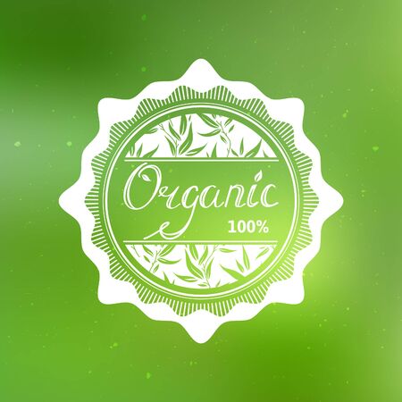 Vector blurred background, organic, eco badge, ecology label, nature view. Blur illustration, web and mobile interface template. Eco design.のイラスト素材
