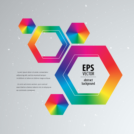 Bright abstract rainbow colored hexagons set for your banners and flyers designs. Vector illustration.のイラスト素材