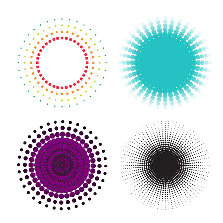 Abstract circle halftone icons, symbols and logos for your design. Vector illustration.のイラスト素材