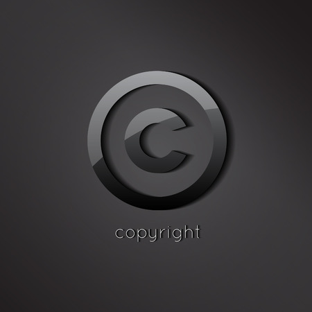 Black glossy copyright vector symbol. C letter business icon.のイラスト素材