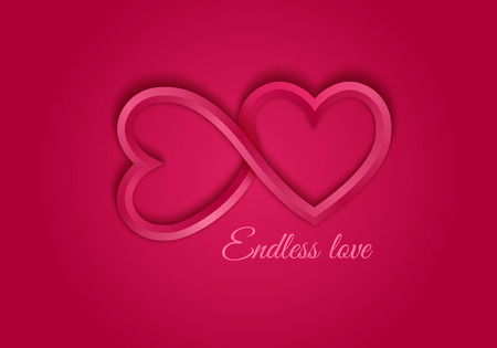 Red endless love symbol. Two 3d hearts. Valentine's day stock vector illustration.のイラスト素材