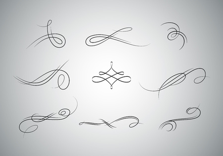 Beautiful  vector decorative elements and ornaments for web or book pages and greeting cards. Vintage flourishes set.のイラスト素材