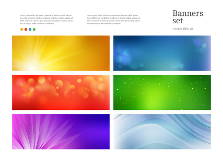 Set of colorful shiny web banners. Vector blurred backgrounds.のイラスト素材