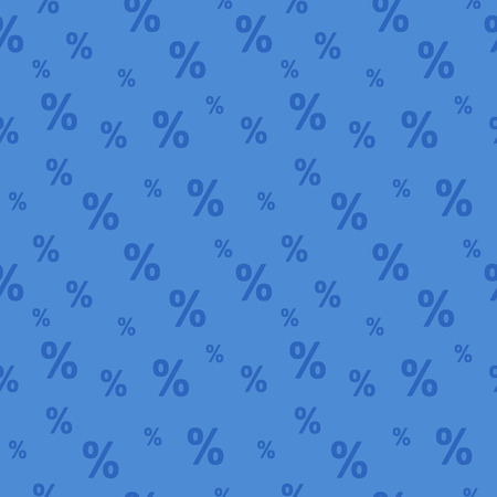Blue sale seamless pattern with percent symbols. Vector business background.のイラスト素材