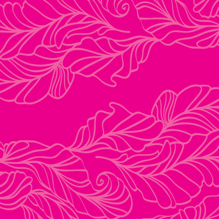 Pink vector background with feathers. Hand-drawn illustrationのイラスト素材