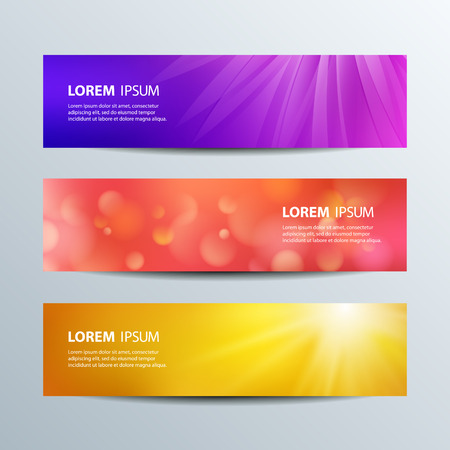 Set of colorful abstract shiny and blurred banners with bokeh. Vector template backgrounds.のイラスト素材