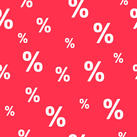 White persents on red background seamless pattern. Vector business sale concept.のイラスト素材