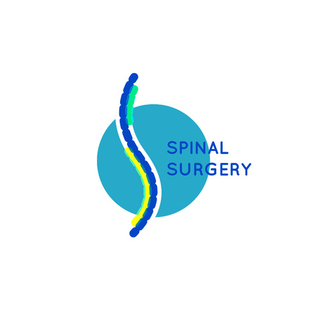 Spinal surgery template logo. Vector medical symbol. Blue clinic icon.のイラスト素材