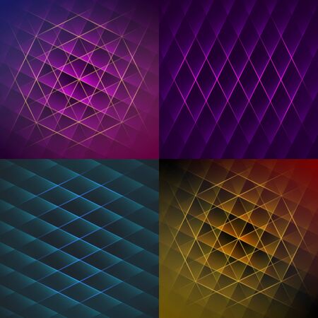 Set of colorful geometric shiny backgrounds. Vector abstract textures.のイラスト素材
