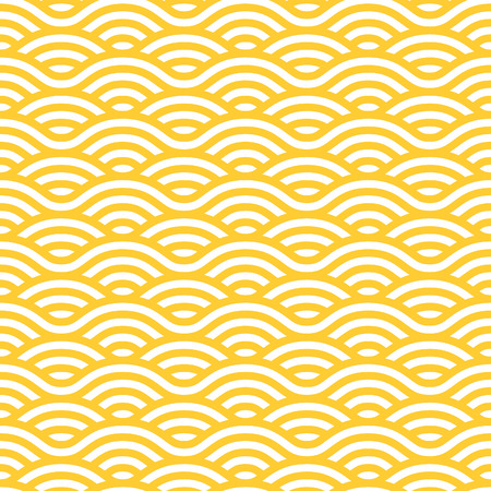 Yellow and white waves seamless pattern. Vector linear ornament.のイラスト素材