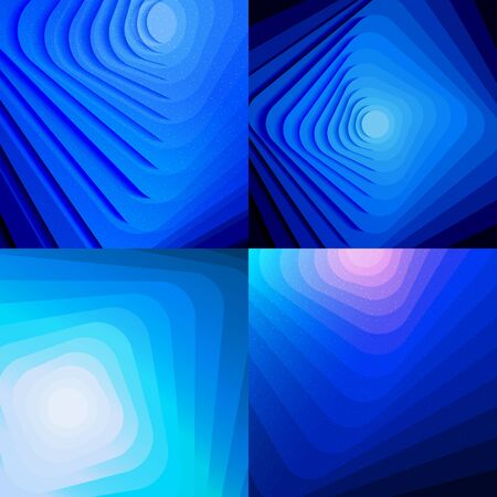 Set of blue abstract shiny backgrounds. Vector geometric banners with lines.のイラスト素材
