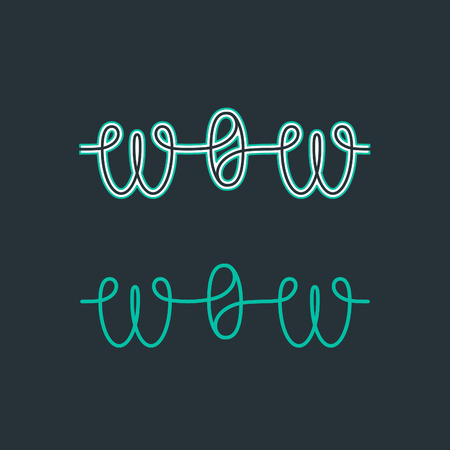 Wow outline text. Vector phrase linear lettering.のイラスト素材