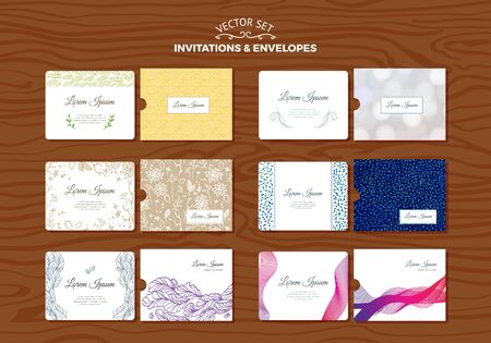 Set of Wedding Invitations with Envelopes. Vector Design Template.のイラスト素材