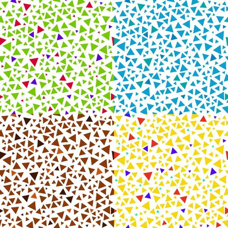 Colorful set of triangle seamless patterns. Geometric endless backgroundsのイラスト素材
