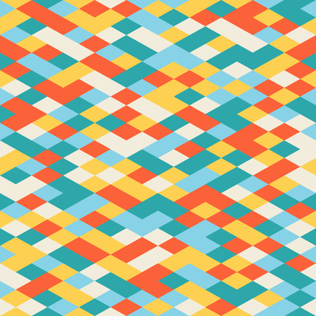 Abstract Colorful Geometric Seamless Pattern. Modern Flat Isometric Background. Vector Template Random Colored Decorative Texture.のイラスト素材