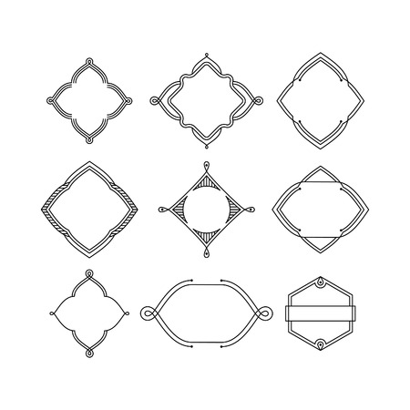 Set of 9 Stylish Line Iinsignias. Vector Vintage Frames.のイラスト素材