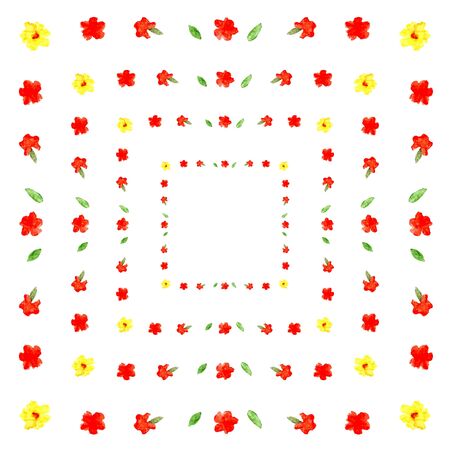 Vectorized watercolor drawing pattern with flowers. Background with framesのイラスト素材