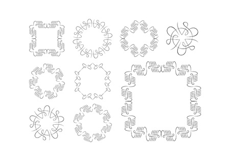 Vector Calligraphic Frame and Ornament Set. Retro Borders and Wreath Collection.のイラスト素材