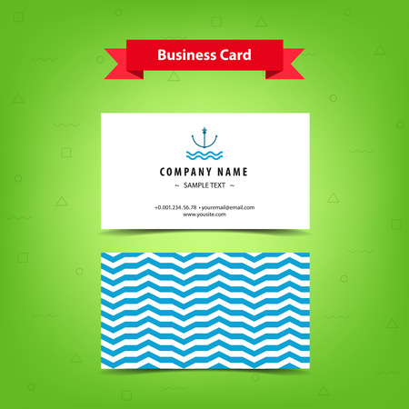 Business card template with waves and anchor. Vector design conceptのイラスト素材