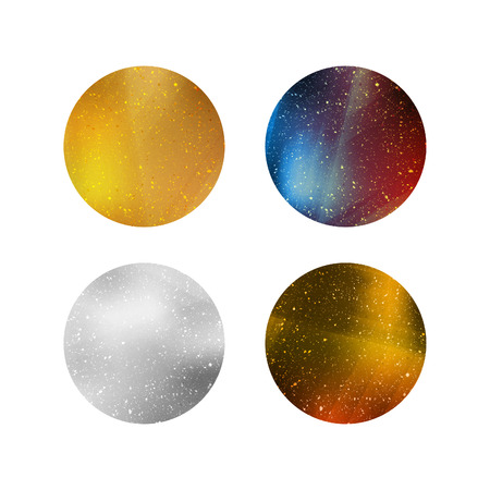 Colorful Shiny Isolated Circles. Silver, Gold and Colorful Metallic Backgrounds for Labels, Logos, Tags and Badges.のイラスト素材