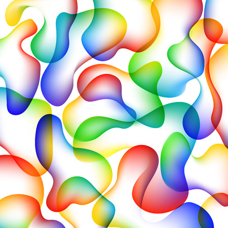 Colorful Background with Bright Random Bubbles on White. Rainbow Colored Design Elements. Spectrum Gradients.のイラスト素材