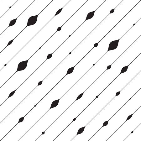 Abstract Seamless Pattern with Thin Diagonal Stripes and Dots. Creative Minimalistic Texture. Black and White Modern Background.のイラスト素材