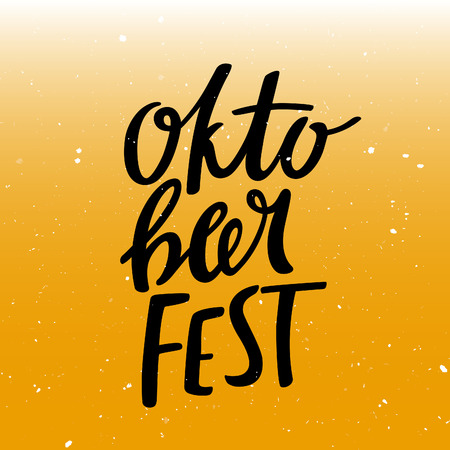 Oktober Fest Lettering on Stylized Beer Background. Vector Design Concept for Banners, Posters and Cards.のイラスト素材