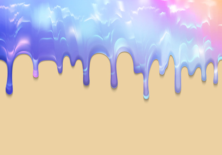Vector Colorful Dripping Paint Illustration. Holographic Glaze Texture. Liquid Ice Cream Background.のイラスト素材