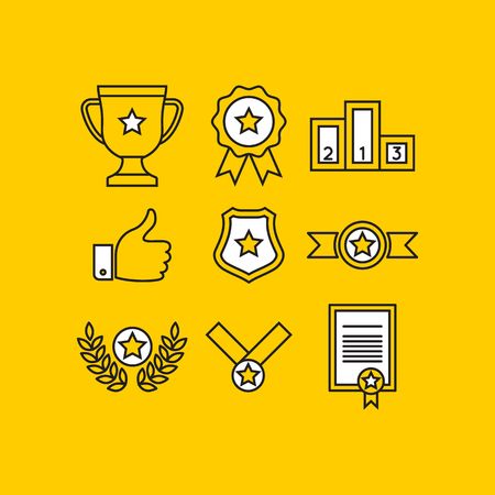 Awards Minimalist Colorful Icons. Premium Vector Set of Prizes and Trophy Signs.のイラスト素材