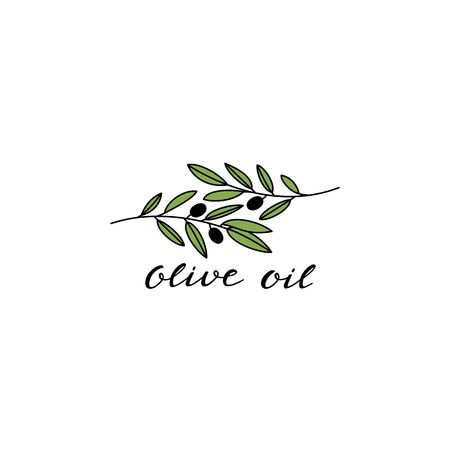 Two Olive Branches with Black Olives. Logo Design for Olive Oil Packagingのイラスト素材