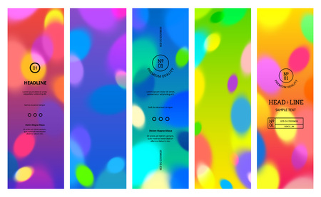 Bright Banners with Gradients and Colorful Bokeh Lights. Abstract Blurred Texture for Parties, Celebrations and Carnivals. Rainbow Colored Banner Design for Webのイラスト素材