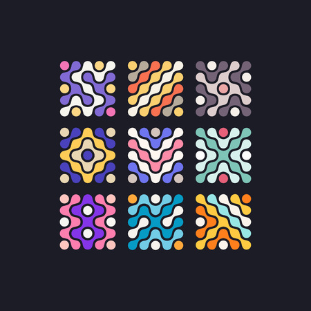 Set of Abstract Vector Colorful Shapes with Creative Color Combination. Template Symbols for Logo and Iconsのイラスト素材