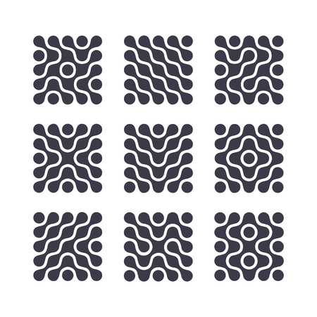 Set of Vector Smooth Square Shapes Isolated on White Background. Template Symbols for Logos, Icons, Borders and Frames.のイラスト素材