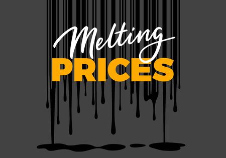 Melting Prices Illustration Concept with Barcode. Blac Friday Sale Banner Design. Vector Advertising Illustrationのイラスト素材
