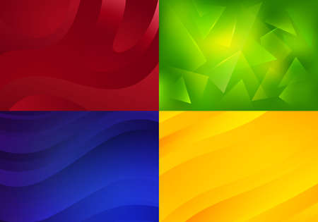Set of Colorful Backgrounds with Gradients and Geometric Shapes. Vector Minimal Wallpapersのイラスト素材