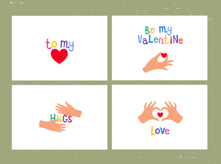Set of Minimalist Cards for Weddings and Valentine's Day.のイラスト素材