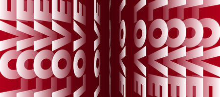 Creative typography Love lettering on redのイラスト素材