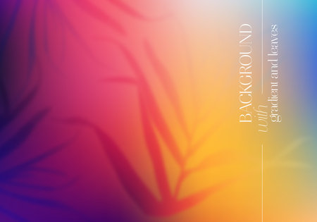 Vector Colorful Background with Transparent Shadows of Tropical Leaves. Decorative Design Elements...