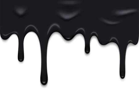 Vector Border with Flowing Black Oil. Abstract Glossy Texture. Dripping Dark Paint Background for Packaging Design and Advertisementのイラスト素材