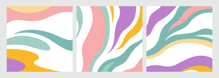 Vector Colorful Pattern with Flowing Waves. Abstract Art Wallpaper. Modern Illustration for Banners,...