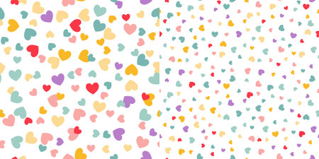 Colorful Hearts Seamless Pattern. Valentines day Background. Love Romantic Theme. Vector Abstract...