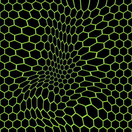 Vector Hexagon Grid. Futuristic Metaverse Illustration. Liquid Wavy Net