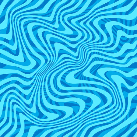 Abstract Water Splash Seamless Pattern with Swirl Waves. Azure Cartoon Water Ripple Texture. Vector Illustration of Ocean, River, Sea and Swimming Poolのイラスト素材